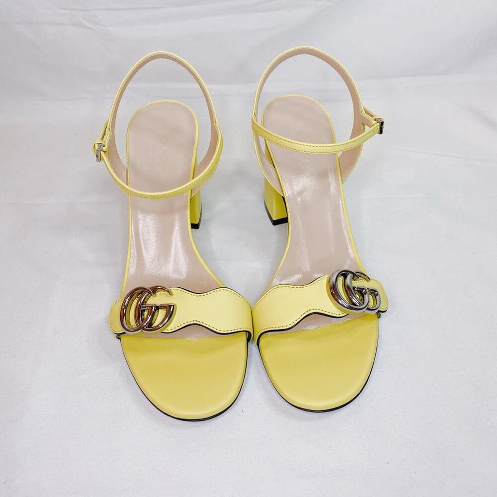 GUCCI Marmont 75 GG logo leather chunky heels sandals - Picture 4 of 8